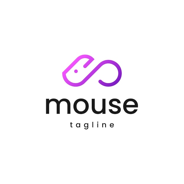 mouse line outline logo vector