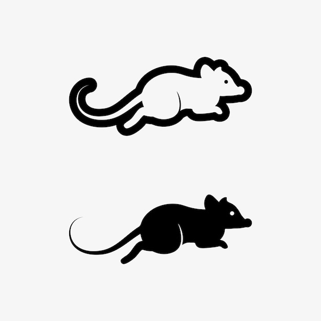 마우스 로고와 동물 터 디자인 일러스트레이션