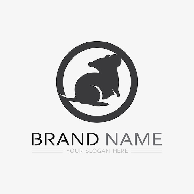 Mouse logo and animal vector design illustration