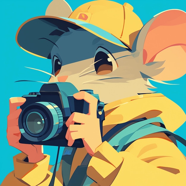 A mouse photographer cartoon style