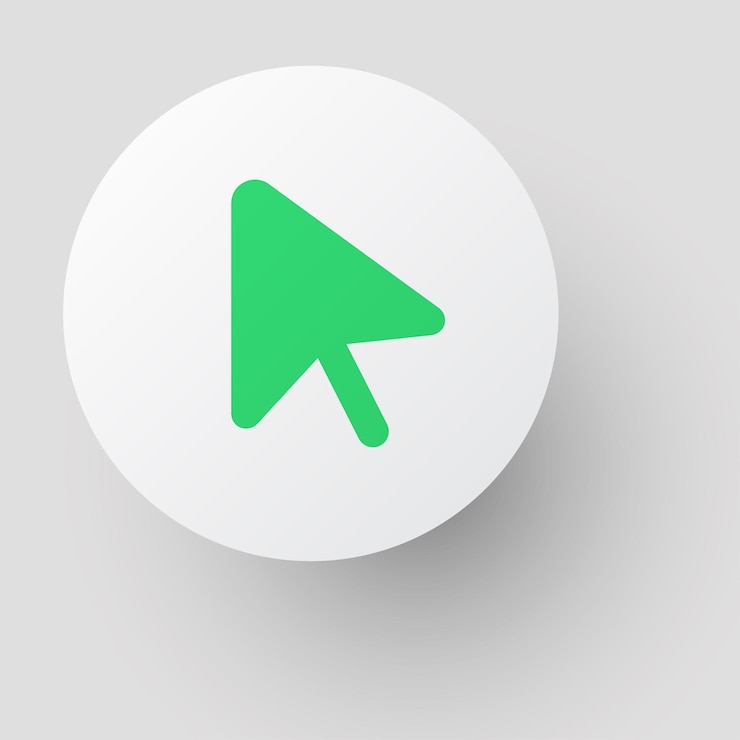 Vector mouse pointer icon from basic plain icon set style flat symbol icon white color rounded angles gray background