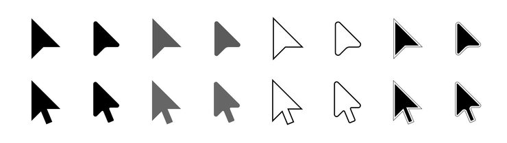 Vector mouse pointer set computer mouse click cursor arrow cursor icon mouse click cursor collection