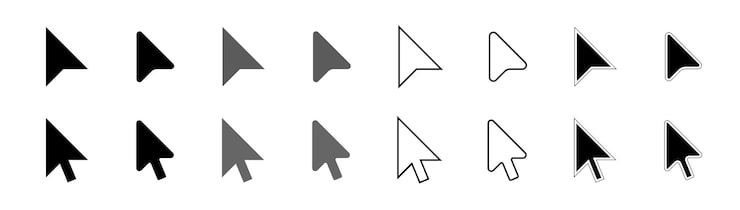 Vector 鼠标指针设置 计算机鼠标点击指针箭头 指针图标 鼠标 点击指针集合