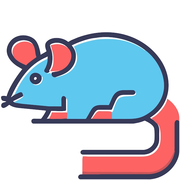벡터 마우스 쥐 포유류 varmint 손으로 그린 만화 스티커 아이콘 개념 격리 된 그림