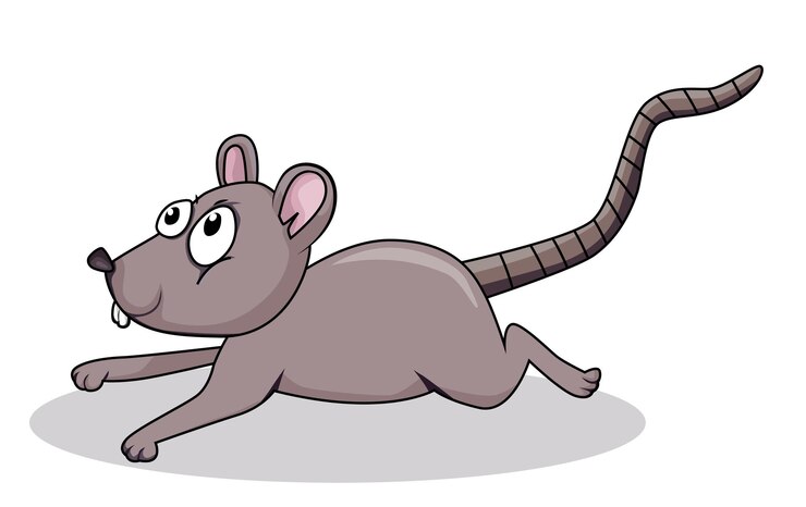 Vector mouse running cartoon white background