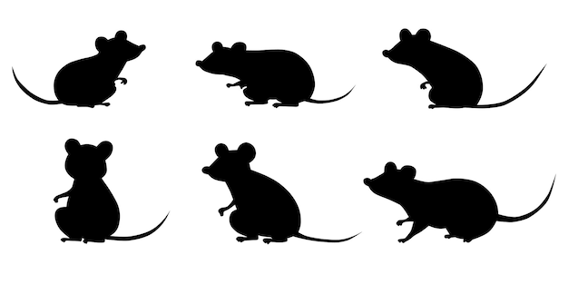 Vector a mouse silhouettes on a white background