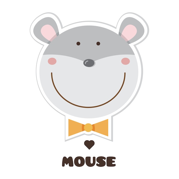 Mouse. Sticker. Vector illustration.