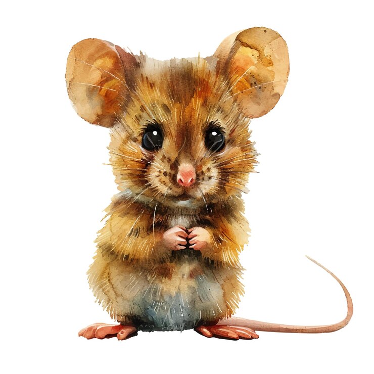 Vector mouse vector illustration in watercolor style
