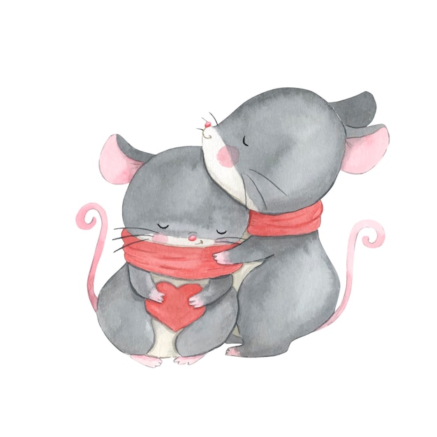 Mouse watercolor illustration for kids