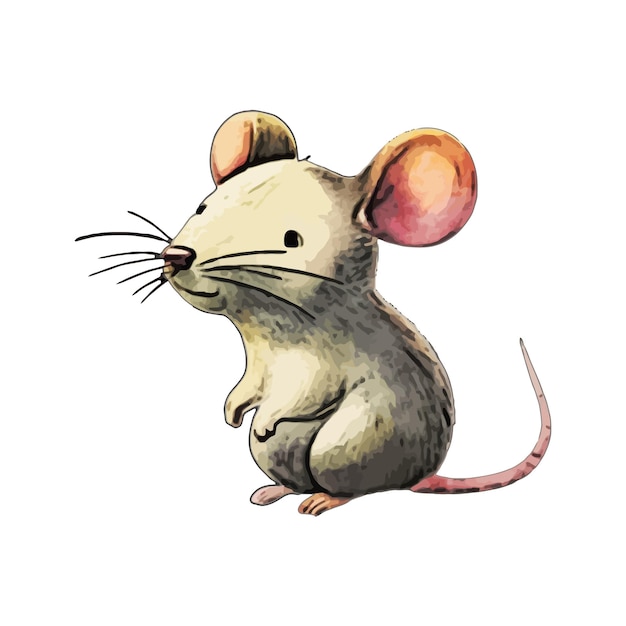 Vector mouse watercolor vector illustration