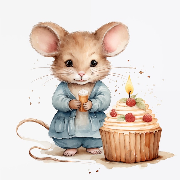 Mouse with a festive cupcake