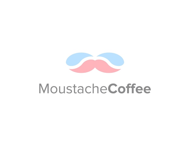 moustache and coffee bean simple sleek creative geometric modern logo design