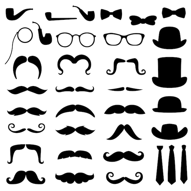 Moustache gentleman hipster clipart silhouette