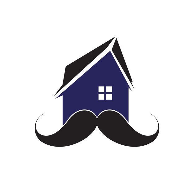 Moustache home vector logo ontwerp