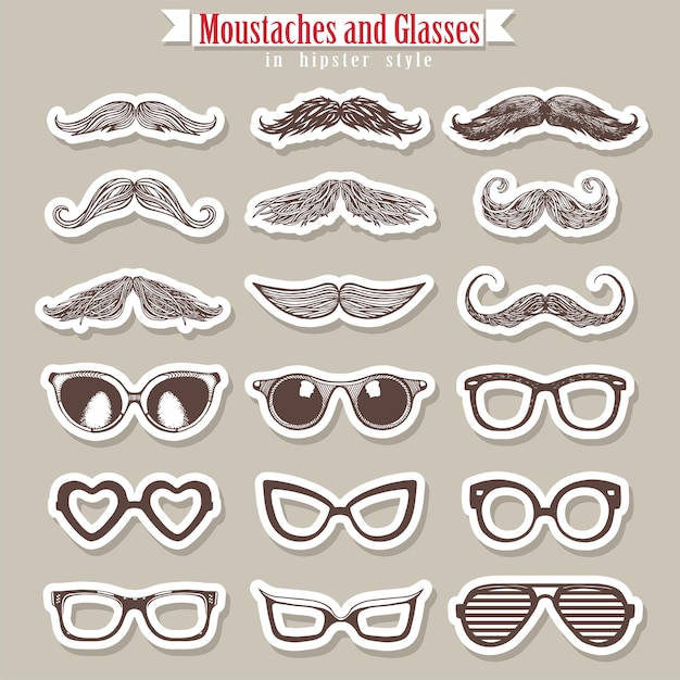 Moustaches in hipster style