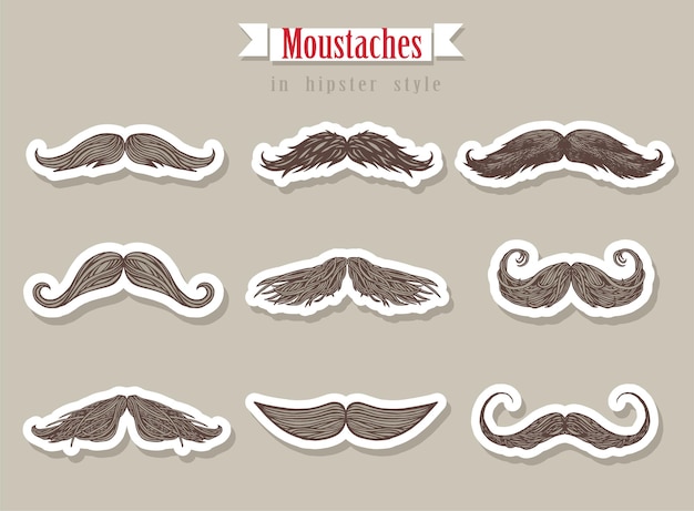 Moustaches in hipster style