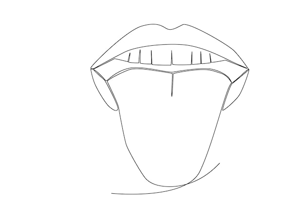 Vector mouth human body one line art illustration