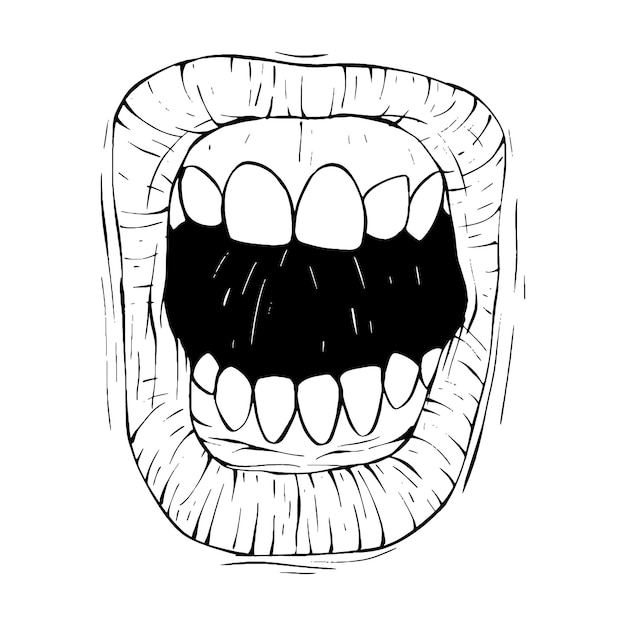 Vector mouth lips sketch vector illustration line art