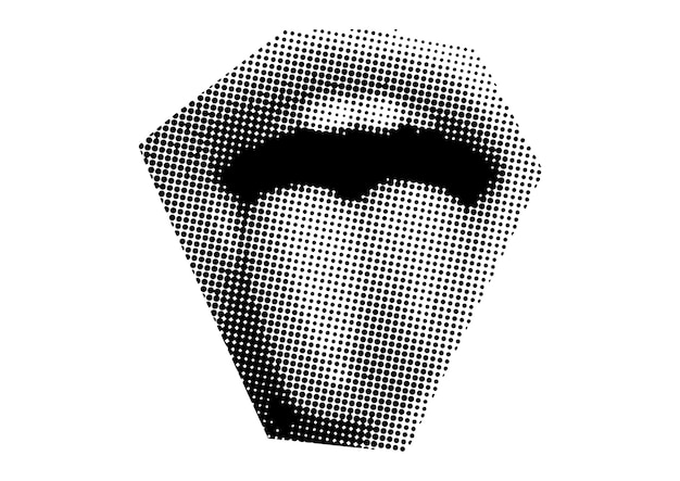 Vettore bocca e labbra sorriso puntini di lingua punk y2k elementi di collage in bianco e nero