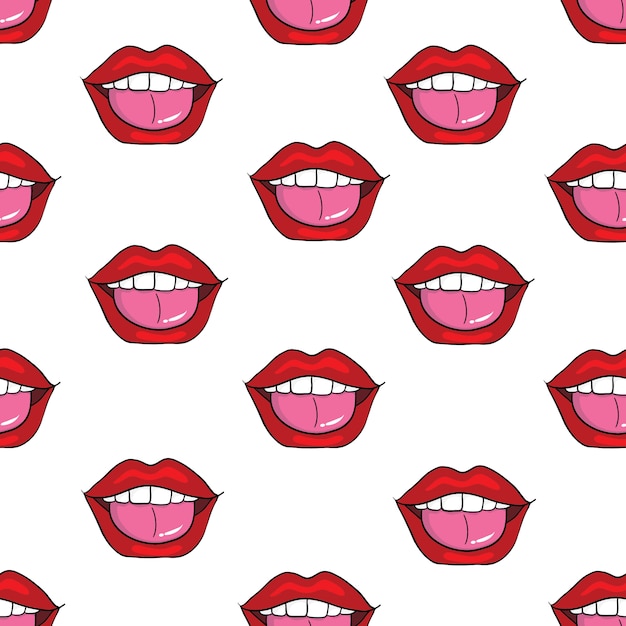 Mouth pop art   seamless pattern