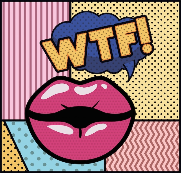 Mouth saying wtf pop art style