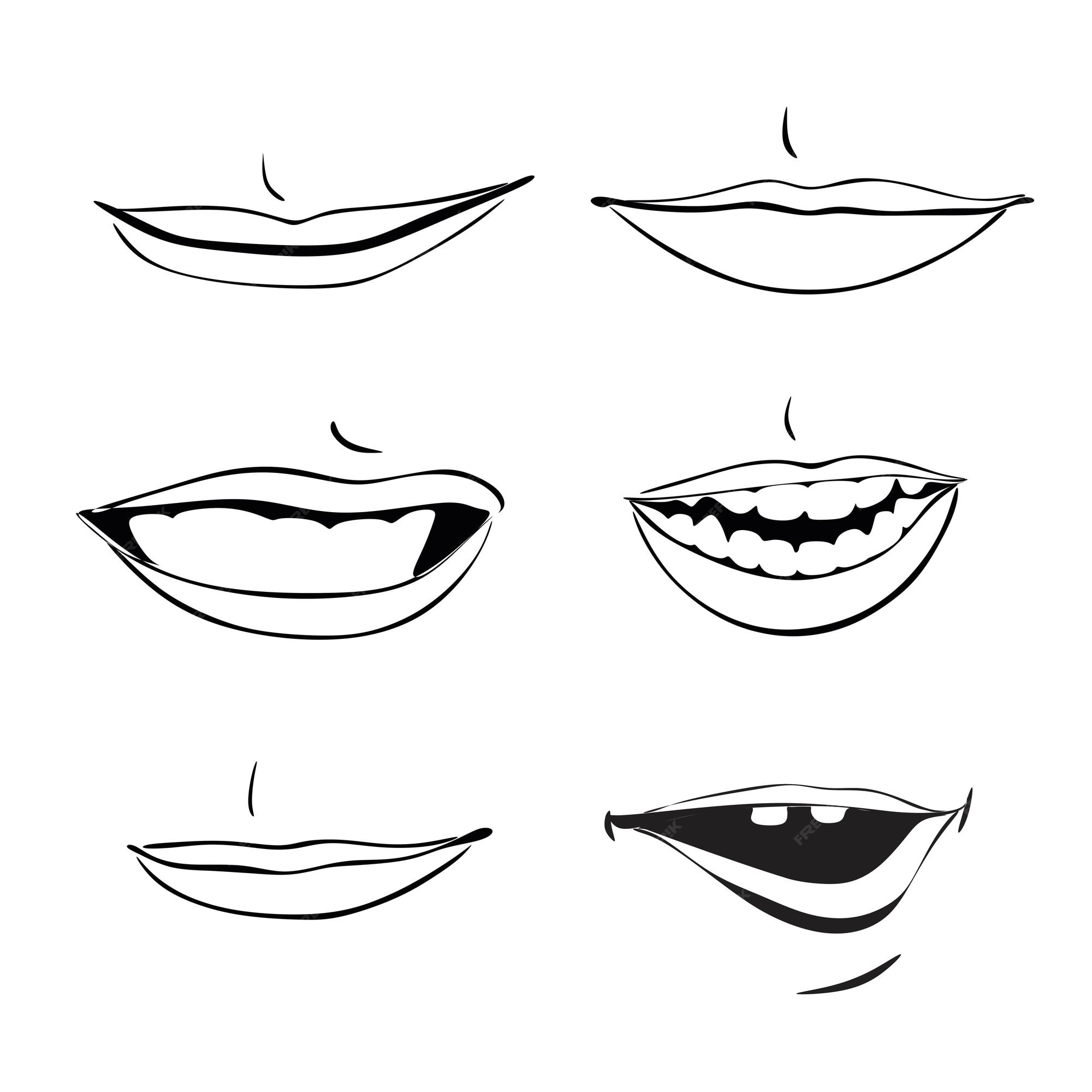 Premium Vector | Mouth smile model drawing handmade silhouette logo Premium Vector | Mouth smile model drawing handmade silhouette logo