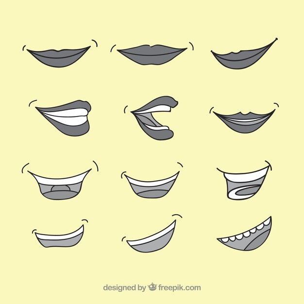 Vector mouth talking in black and white