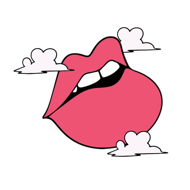 Vector mouth with cloud icon