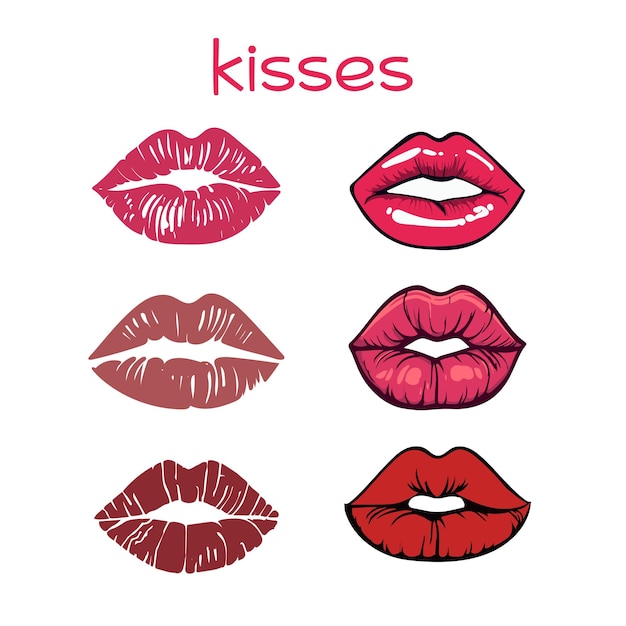 Vector mouths and kiss marks