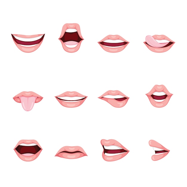 Mouths Set With Various Expressions set