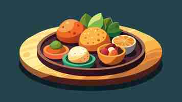 Vector a mouthwatering illustration of an indian thali filled with an array of colorful and aromatic sweets