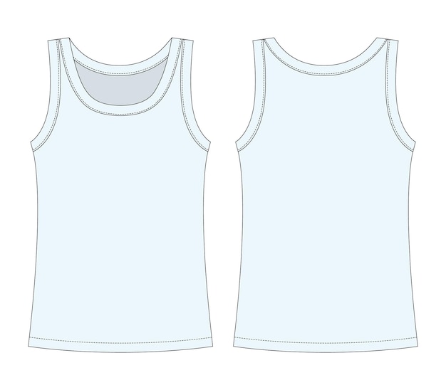 Mouwloze tanktop technische schets Lichtblauw Kinderen meisje overzicht t-shirt ondergoed