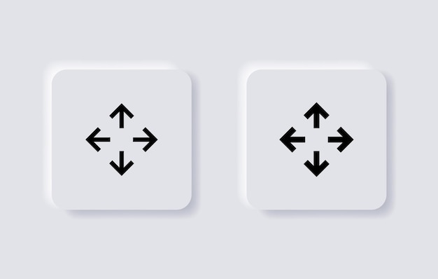 Move icon arrow drag symbol with neumorphic style or direction arrows in neumorphism buttons