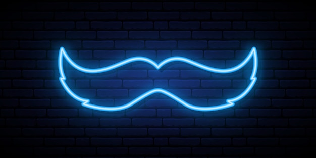 Movember bright signboard. Neon blue mustache.