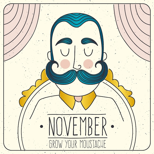 Vector movember card with illustrated man