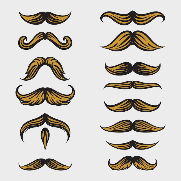 Vettore collezione di baffi movember con stile disegno a mano