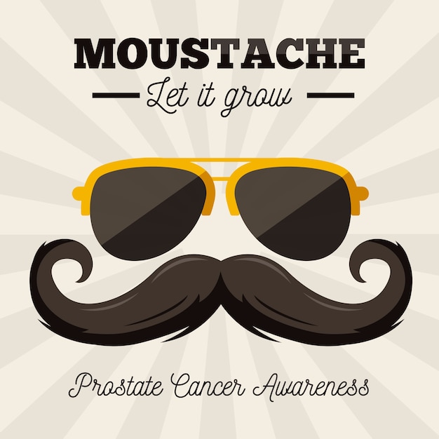 Movember snor bewustzijn achtergrond in platte ontwerp met zonnebril