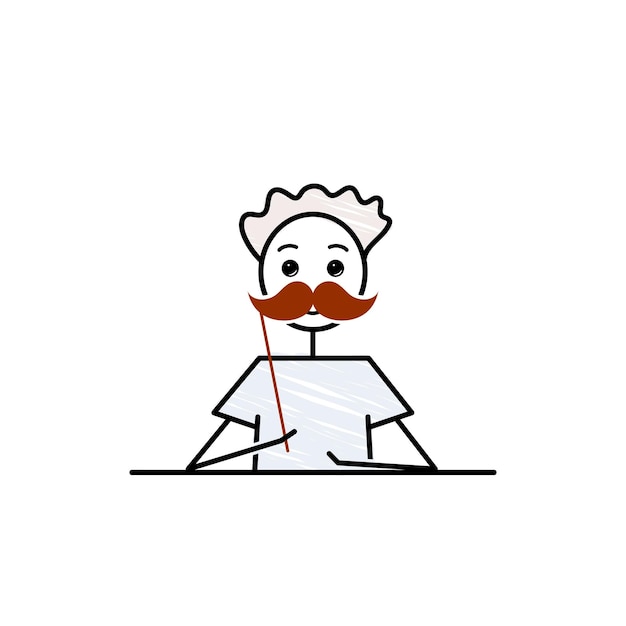 Movember tiener jongen met nep snor noshave november doodle stijl vectorillustratie