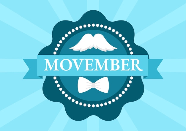 Movember Time vectorillustratie met snor en lint voor Men39s Health Awareness Month