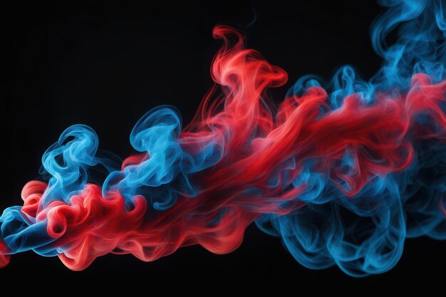movement of smokered and blue smoke swirl on black background color smoke on black background