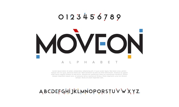 Moveon クリエイティブ・ジオメトリック・モダン・アーバン・アルファベット・フォント デジタル・アブストラクト・フューチャリスト・ファッション・スポーツ