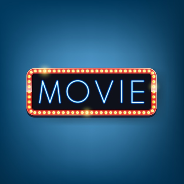 Vector movie bulbs billboard frame