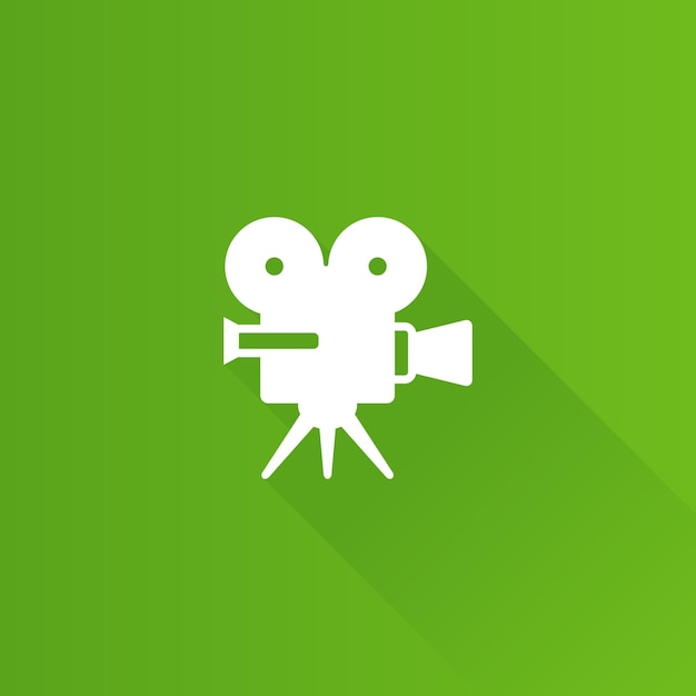 Movie camera flat color icon long shadow vector illustration