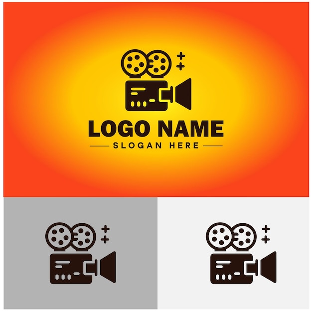 Movie camera icon Video camera Film camera Cinema camera flat logo sign symbol editable vector