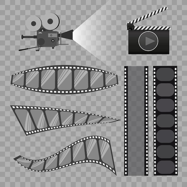 Vector movie camera, vector illustration. installed on a transparent background.cinema equipment.