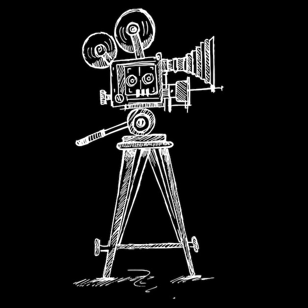 Вектор Винтаж, иллюстрация и эскиз кинокамеры