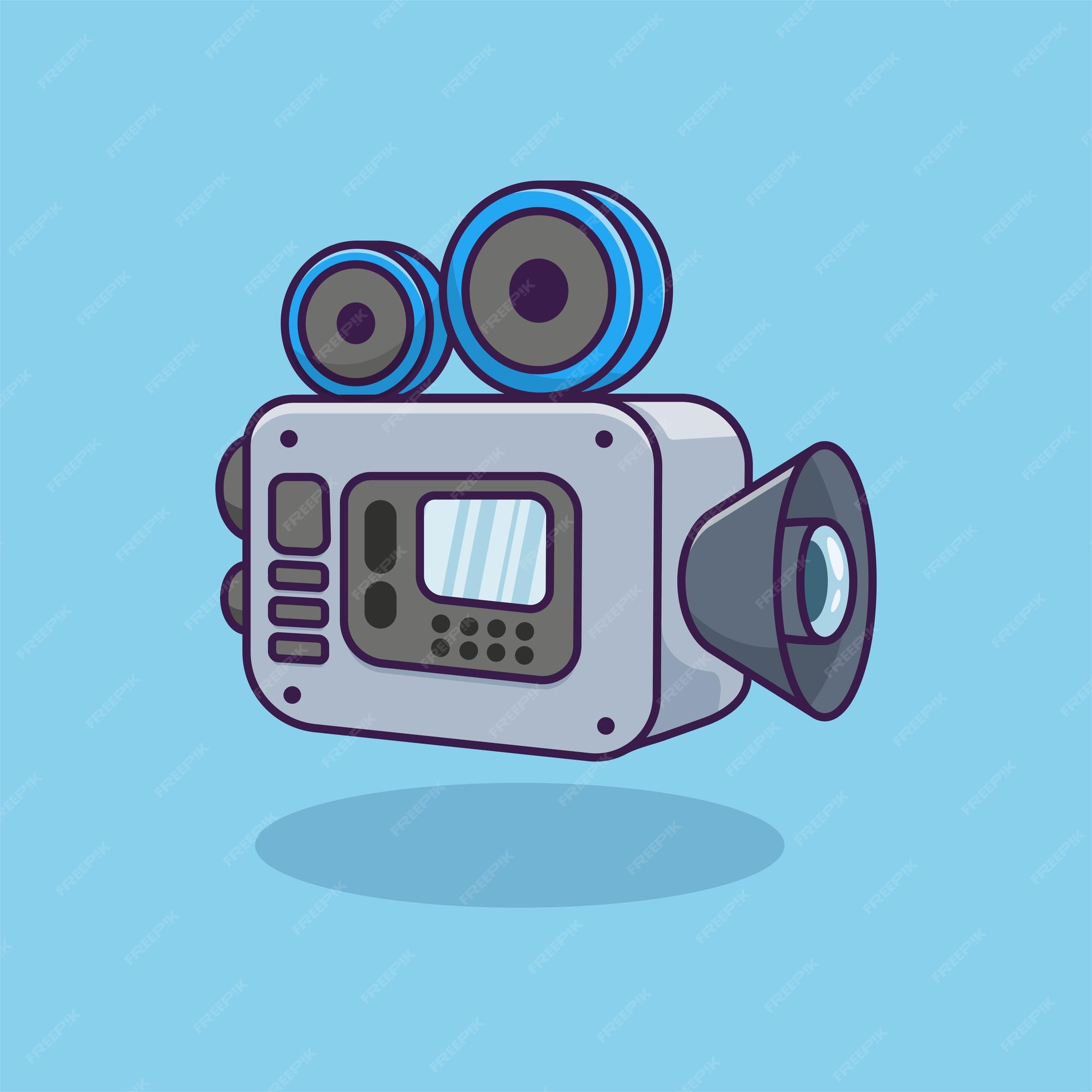 Premium Vector | Movie camera with film roll cartoon icon illustration isolated object Premium Vector | Movie camera with film roll cartoon icon illustration isolated object