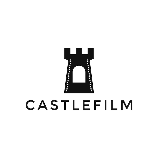 Movie castle film strip logo design