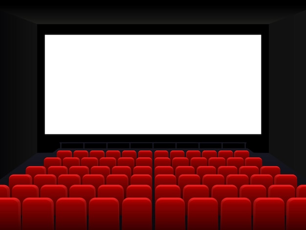 Vector movie cinema premiere poster design with white screen cinema screen movie theater vector background