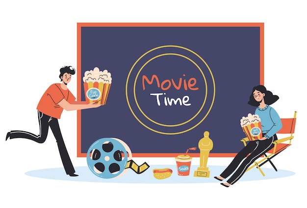 Vector movie cinema tv online banner poster concept graphic design illustration